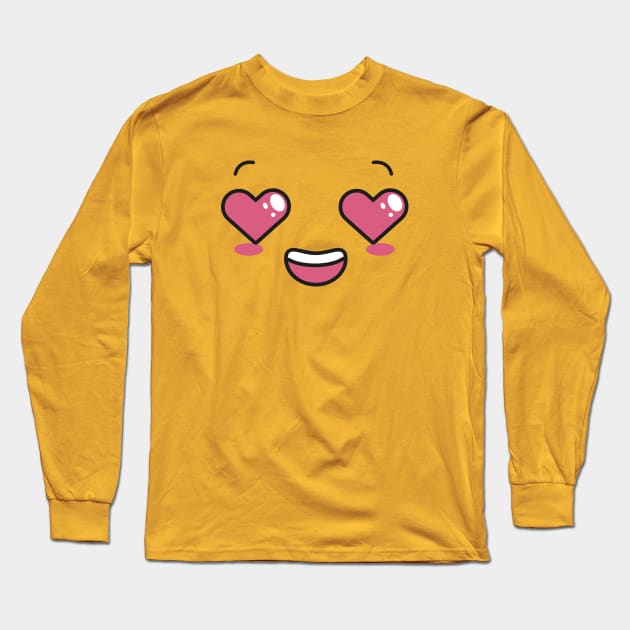 Heart-Eyes Cute Face Long Sleeve T-Shirt by Tariq-T-art